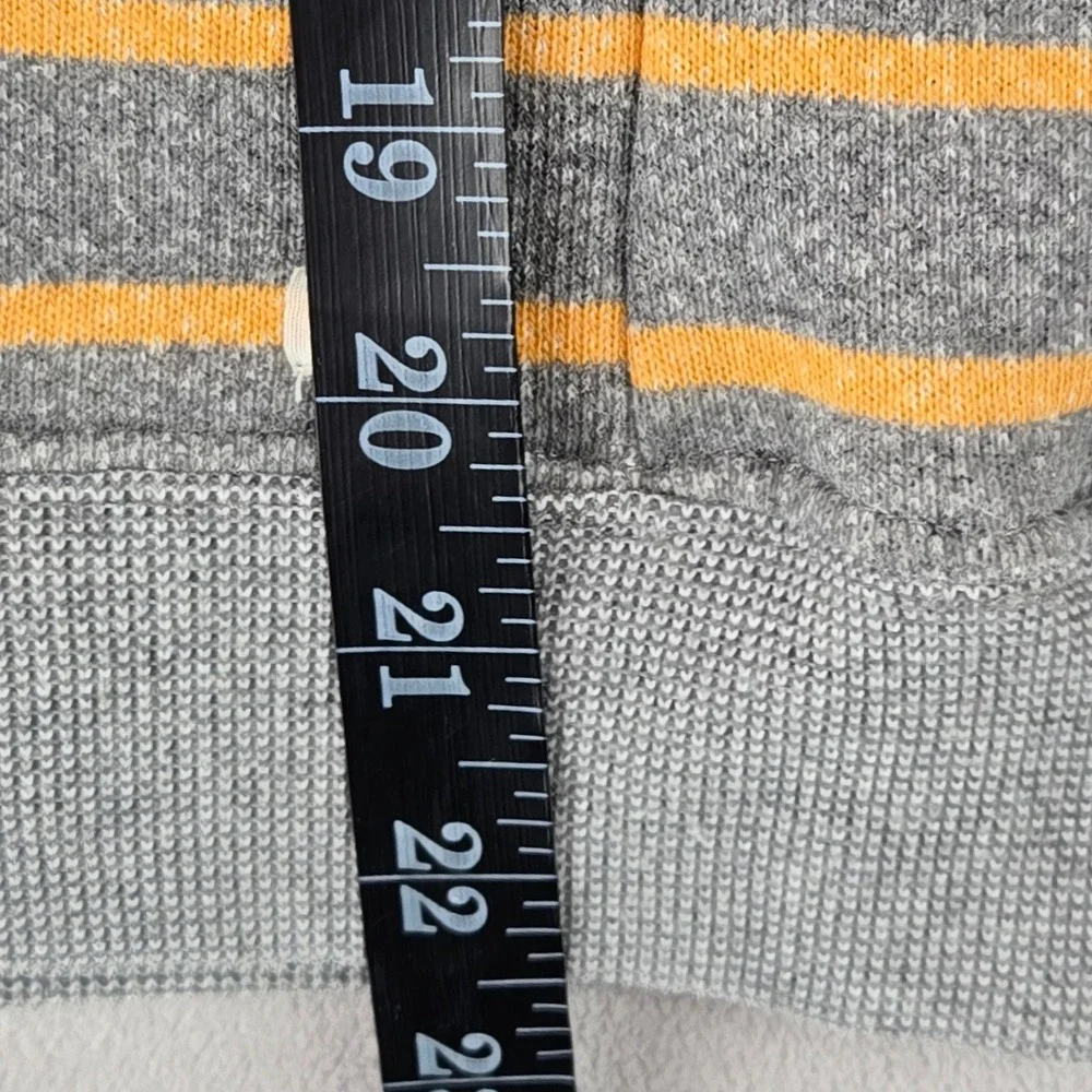 Lucky Brand Kids M Grey Orange Striped Pullover Hoodie Bear Logo Skater 4441